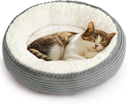 Miniatura 41 de Love's cabin Cama redonda acolchada para gatos y perros, cama para mascotas de 20 pulgadas para gatos o perros pequeños, parte inferior Violeta