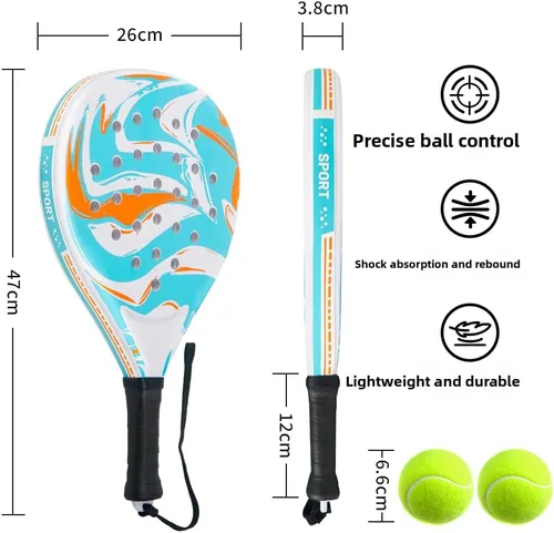 Miniatura 2 de Raqueta de pádel – superficie ABS y núcleo de espuma EVA, raquetas de pádel de playa para adultos – al aire libre, arena, patio trasero, diversión