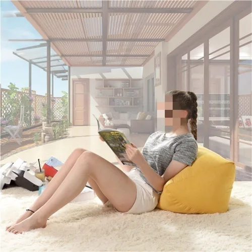 Miniatura 6 de Sillón puf, asiento suave para el suelo, reposapiés acolchado, otomana de relleno de gránulos EPP, cómoda silla de sofá para sala de estar, balcón