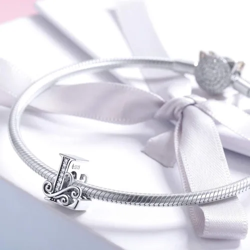Miniatura 22 de BETTY&SARAH dije de plata esterlina 925 con forma de letra, para pulseras Pandora, letra del alfabeto, joya, regalo para mujer