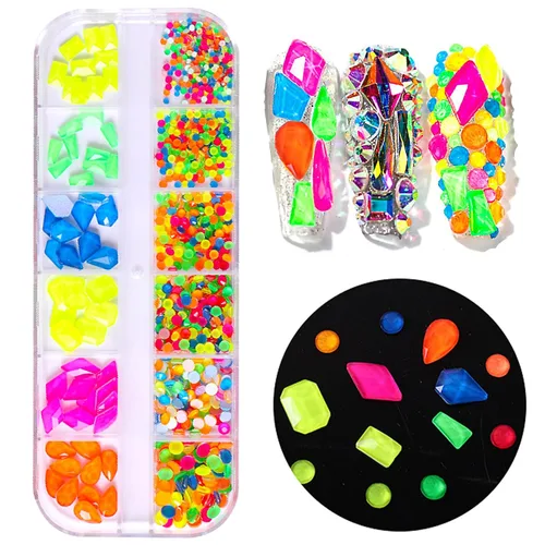Miniatura 14 de FULZTEY Kit de diamantes de imitación de resina para deslumbrar 24 colores, gemas de uñas de parte trasera plana de 0.118 pulgadas (0.118 in), gema