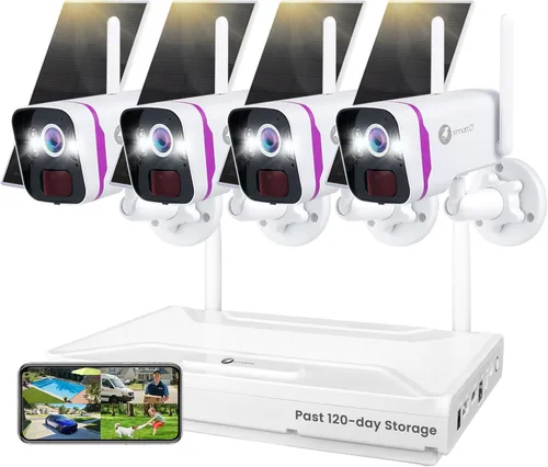 Miniatura 11 de xmartO Sistema de cámara de seguridad solar sin cables WiFi 6, kit de cámara CCTV QHD de 4 cámaras 4MP con NVR WiFi 4K expandible de 10 canales