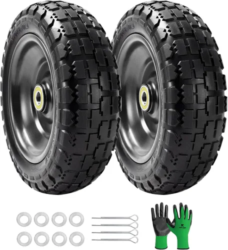 Ruedas para Carrito Gorila de 10" con Neumático Sólido y Sin Pinchazos 4.10/3.50-4 para Camión de Mano, Carretilla, Carretón de Jardín, Carro - 2