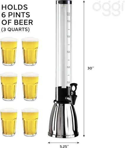 Miniatura 4 de OGGI Beer Tower - Dispensador de bebidas de 88 onzas con espita y tubo de hielo, torre Margarita, torre Mimosa, dispensadores de bebidas perfectos
