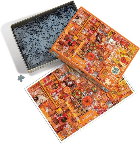 Miniatura 2 de Cobble Hill - Rompecabezas de 1000 piezas, colección Rainbow: naranja, muestra de póster incluido