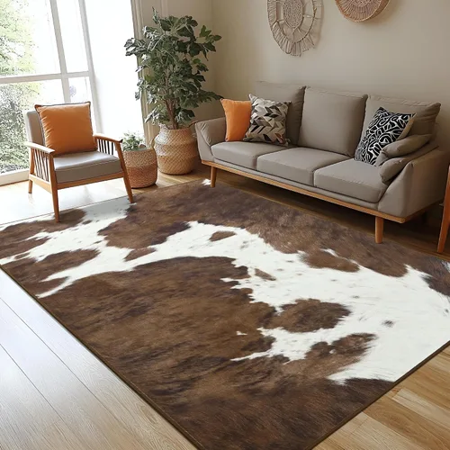 Miniatura 3 de Foxmas Alfombras de Área para Sala de Estar, 4x6 pies Lavables a Máquina con Estampado de Vaca, Alfombra de Piso Interior Antideslizante de Pelo