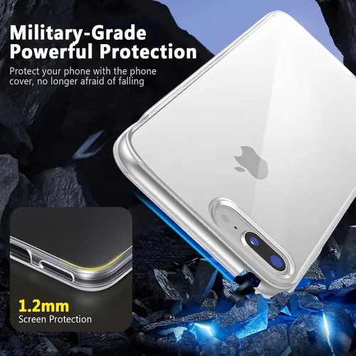 Miniatura 3 de FanTEK Compatible con iPhone 7 Plus, iPhone 8 Plus de 5.5 pulgadas, fundas de teléfono TPU de cristal transparente suave