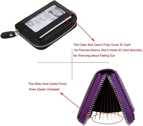 Miniatura 6 de Cartera de acordeón de cuero con bloqueo RFID con 12 ranuras para tarjetas de crédito