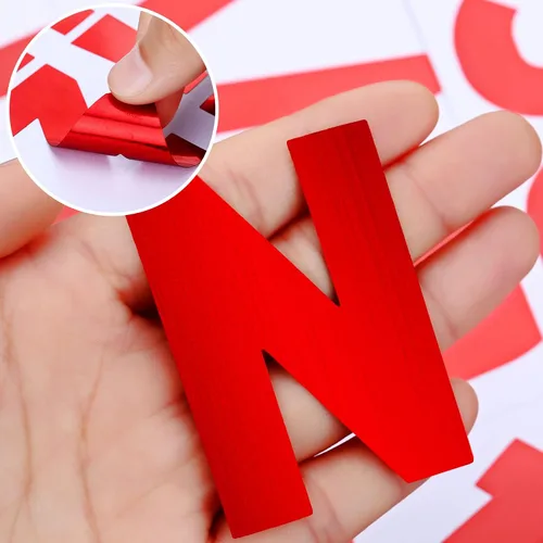 Miniatura 5 de Chinco 232 piezas de 24 hojas de calcomanías de letras rojas grandes para tablón de anuncios, etiquetas del alfabeto de 2.5 pulgadas, números