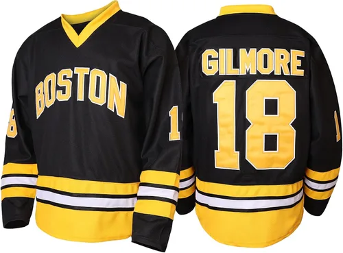 Happy Gilmore 18 Boston Adam Sandler 1996 película de hockey sobre hielo Jersey para hombre S-XXXL cosido, Negro -