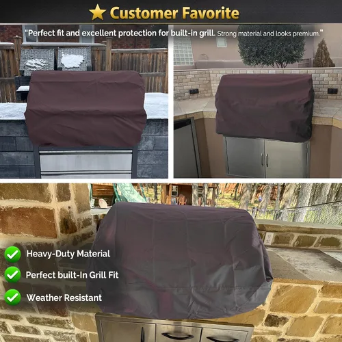 Miniatura 9 de Covers & All Cubierta de parrilla integrada para parrilla al aire libre – Resistente 18 oz impermeable cubierta de parrilla de barbacoa incorporada