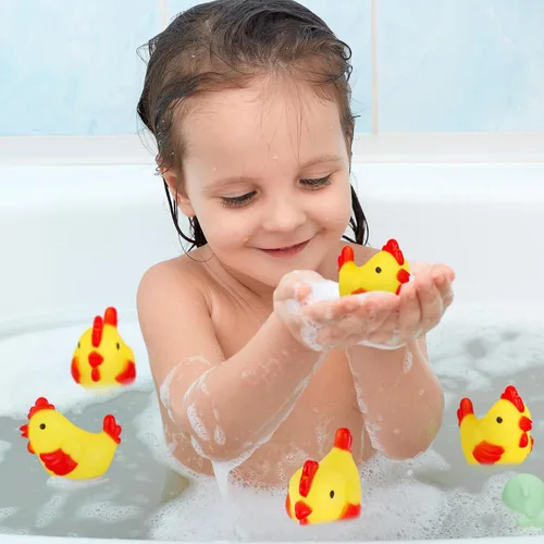 Miniatura 3 de Silipull 50 piezas de goma amarilla chirriante de pollo mini chillones de goma chirriantes de pollo juguete chirriante para ducha, baño, cumpleaños