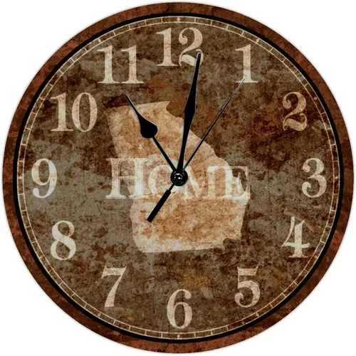 Reloj de pared Georgia Home State America Retro Georgia de 15 pulgadas, funciona con pilas, silencioso y vintage, decoración de pared para