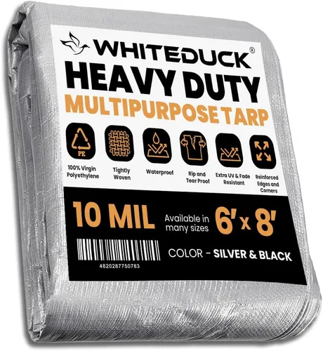Miniatura 39 de WHITEDUCK Lona de polietileno súper resistente de 16 mil de grosor, 12 x 16 pies, impermeable, 100% resistente a los rayos UV, a prueba de Azul- 16