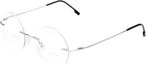 Miniatura 7 de Gafas de lectura bifocales con marco redondo sin montura para hombres y mujeres+1.00 aleación de titanio ligeros lentes de lectura