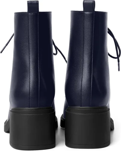 Miniatura 4 de ROSERWISH Botas altas de tacón bajo y grueso para mujer, con cordones, cómodas, modernas, con puntera redonda, de 2.5 pulgadas