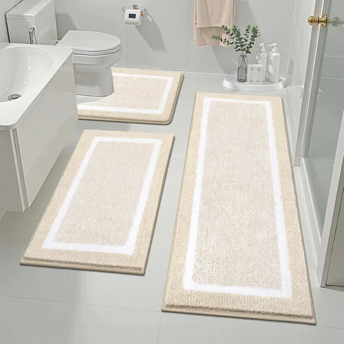 Miniatura 71 de Pauwer Juego de baño, alfombras de baño antideslizantes, alfombras de ducha absorbentes para suelo de baño, bañera y ducha, color azul aguamarina