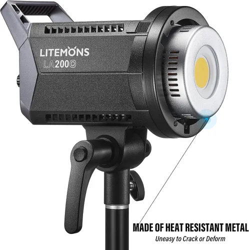 Miniatura 3 de Godox Litemons LA200D - Luz de video LED de 200 W con montaje Bowens, 101000lux/3.3 ft, 5600K, CRI/TLCI 97+, control de aplicación, 8 efectos