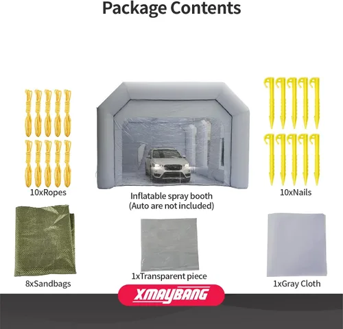 Miniatura 6 de Xmaybang Cabina de pulverización inflable de 30 x 20 x 13 pies, cabina de pintura automática portátil con sistema de filtración, adecuada para SUV