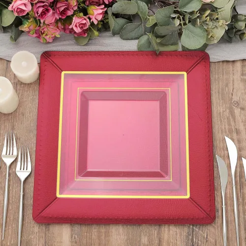 Miniatura 8 de Efavormart - Paquete de 10 bandejas cuadradas de 13 pulgadas, 1100 GSM, de cuero extra rígido con textura de cartón, platos para bodas de otoño
