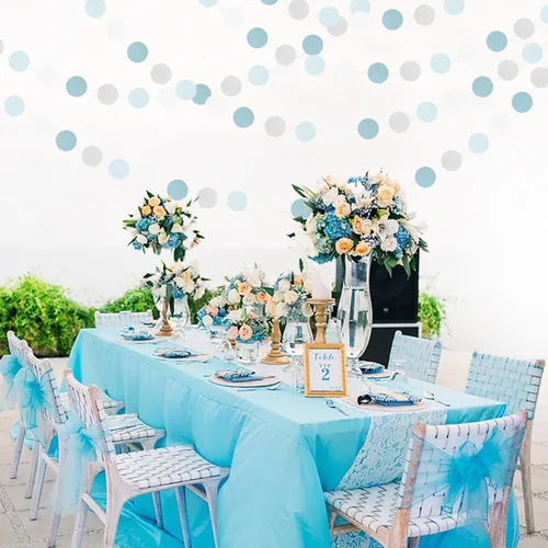 Miniatura 6 de Guirnalda de decoración de fiesta de color azul claro y blanco plateado – 52 pies para baby shower, cumpleaños, graduación, despedida de soltera