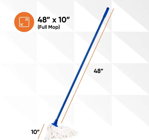Miniatura 2 de Superio Trapeador de hilo de algodón para limpieza de pisos de madera dura para el hogar, cocina, baño, limpieza de oficina, azul resistente