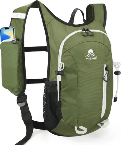 Miniatura 17 de VPBAGE Mochila de senderismo pequeña con soporte frontal para teléfono, mochila plegable con correa de pecho y cintura, Naranja-, Pequeño, Mochilas