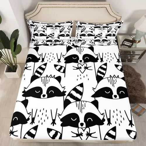 Miniatura 18 de Juego de sábanas ajustables de hurón para niños, bonitos juegos de ropa de cama de animales salvajes, lindo juego de ropa de cama de vida silvestre