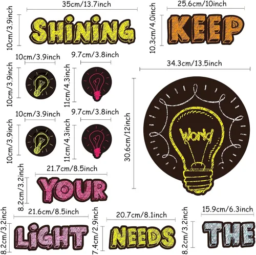 Miniatura 2 de Conjunto de Tablero de Anuncios Bombilla Keep Shining, Decoración Motivacional para el Aula, Regreso a la Escuela, Recortes de Papel Temáticos