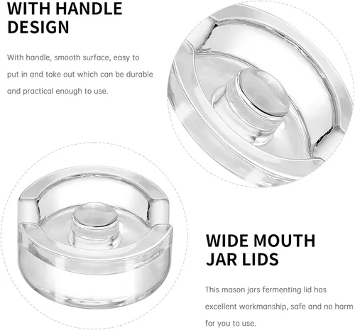 Miniatura 4 de 2Pcs Fermentation Glass Weights for Wide Mouth Jars - Pickle Bottles with Sealing Lids for Efficient Fermenting - Durable, Transparent Fermenting