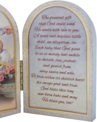 Miniatura 4 de Needzo - Placa decorativa de madera para bautizo de bebé de 4 5/8 pulgadas