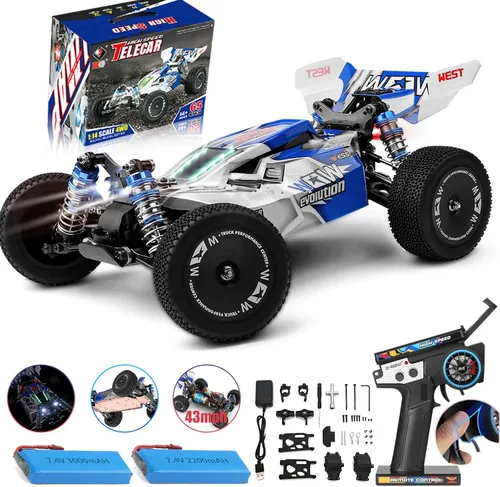 WLtoys 144001 V2 1/14 RC Cars, 4WD Control remoto de alta velocidad para adultos, diseño de iluminación creativa, hardware y batería actualizados,