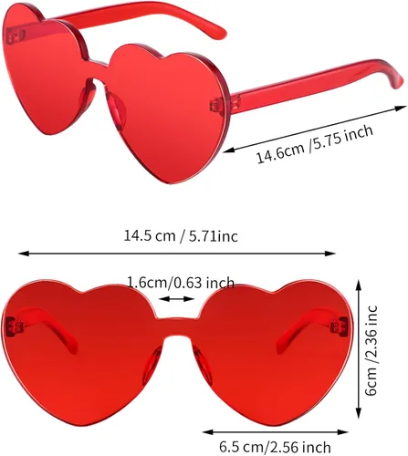 Miniatura 3 de Frienda 6 lentes de sol con forma de corazón rosa para fiestas y cosplay