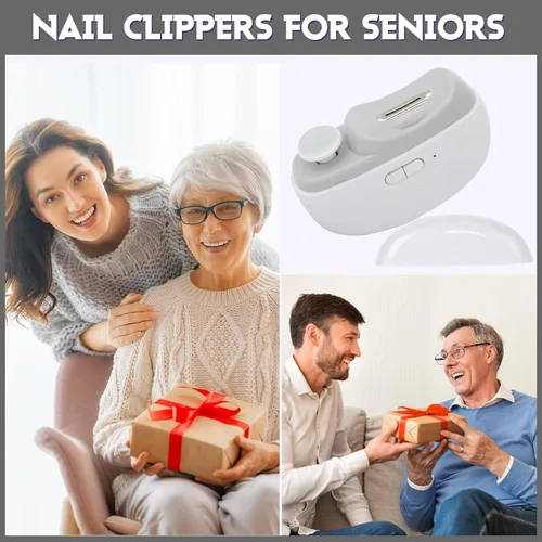 Miniatura 7 de Cortaúñas eléctrico para personas mayores, 3 en 1, cortaúñas automático eléctrico con luz LED y almacenamiento de clips, recortadora de uñas