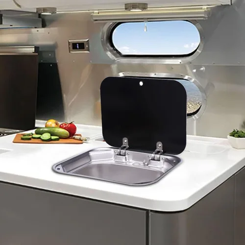 Miniatura 4 de Fregadero de cocina y bar de 17 pulgadas de montaje inferior para autocaravana, estación de trabajo, cuenco individual, lavabo para lavado de manos