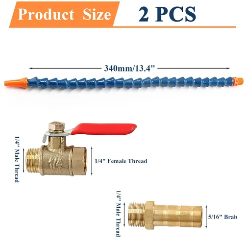 Miniatura 3 de Waziaqoc Base magnética ajustable (rosca de 1/4PT) con 1 boquilla redonda, manguera flexible de tubo de refrigerante de aceite de agua para drenaje