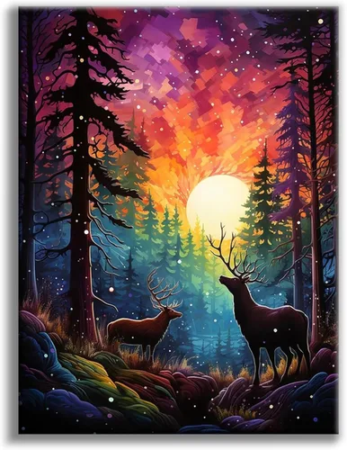 Miniatura 22 de Kits de pintura de diamantes de cielo estrellado Offito para adultos, kits de pintura de diamantes 5D Aurora Lake para principiantes, fantásticos