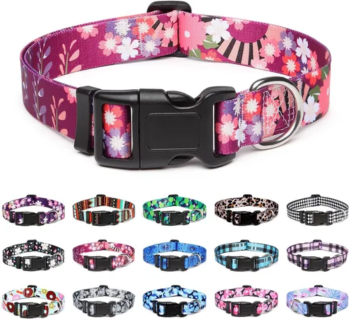 Miniatura 13 de Mercano Collar ajustable para perros - Diseños especiales con patrones, collar suave de nylon cómodo y resistente para perros pequeños, medianos