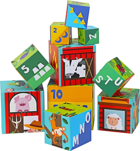 Miniatura 8 de Bloques de clasificación y apilamiento de animales - Juguete educativo de ABC y números para bebés y niños pequeños - Torre de aprendizaje