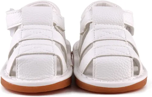 Miniatura 6 de CINDEAR Sandalias chirriantes de verano para niños y niñas, puntera cerrada, antideslizantes, suela de goma premium, zapatos para primeros pasos