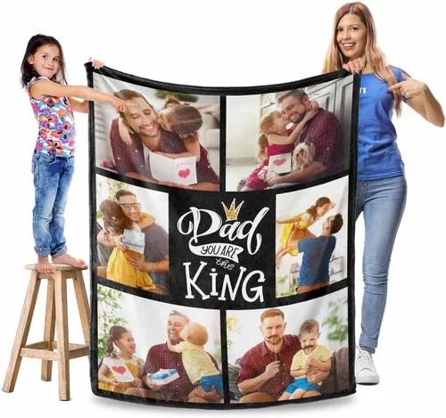 Miniatura 13 de Manta personalizada para el Día del Padre, regalos para papá, mantas personalizadas con fotos, mantas personalizadas de collage de fotos, manta suave