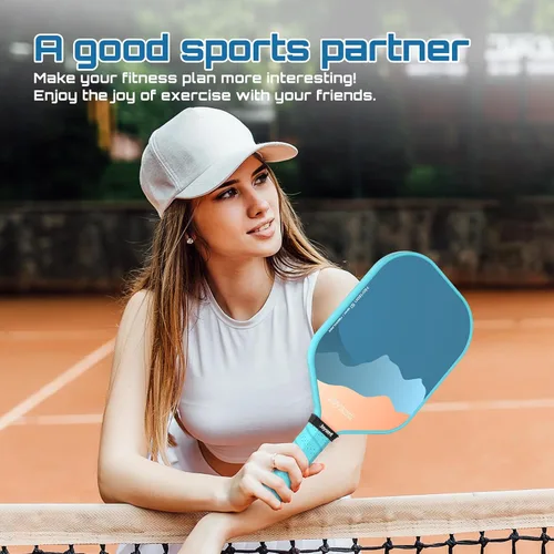 Miniatura 8 de Juego de 2 palas de pickleball aprobadas por USAPA de fibra de carbono con raquetas de pickleball para principiantes, bolas de pepinillo para Azul