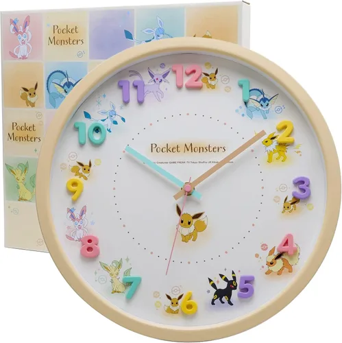 T'S Factory 2926223 Pocket Monster Eevee Friends - Reloj de pared, color beige, analógico, silencioso, de segunda mano