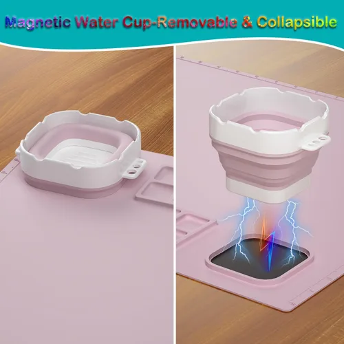 Miniatura 4 de Creator - Tapete de pintura de silicona de 20 x 16 pulgadas con taza, hoja antiadherente para fundición de joyas de resina, arte, bricolaje, dibujo