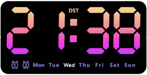 Miniatura 9 de Reloj digital de montaje en pared con pantalla grande con fecha y hora de la semana, 3 ajustes de brillo, formato dual de 12/24 horas para una fácil