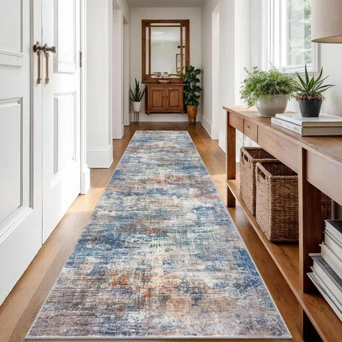 Miniatura 1088 de IOHOUZE Alfombra abstracta lavable de 3 x 12 pies para pasillos, antideslizante para cocina, camino de entrada de lana sintética para interiores