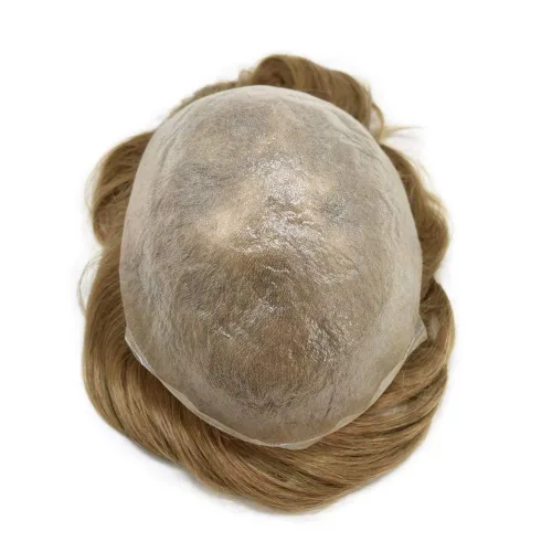 Miniatura 42 de Toupee para hombres Remy cabello humano invisible, línea capilar para hombres, postizo, piel ultra fina, 0.002 in, tupé para hombres, sistema