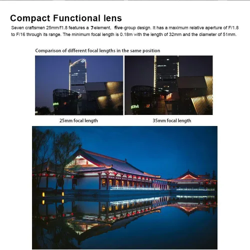 Miniatura 3 de 7artisans 25mm F1.8 APS-C Lente fija manual para cámaras Fuji X-A1 X-A10 X-A2, X-A3 X-at X-M1 XM2 X-T1 X-T10 X-T2 X-T20 X-Pro1 X-Pro2 X-E1 X-E2