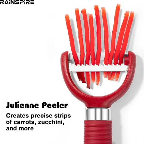 Miniatura 4 de Rainspire Juego de pelador de 3 piezas, pelador de verduras giratorio de alta calidad, accesorios de cocina, pelador de manzanas, pelador de papas