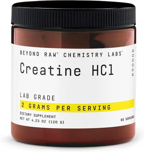 BEYOND RAW Polvo de creatina HCl, respaldado por la ciencia, grado de laboratorio, creatina para mujeres y hombres, fuerza muscular, producción de